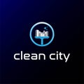 City Building Estate Cleaning Service Logo Design Vector