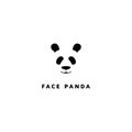 Cute Silhouette Face Panda Logo Design Vector