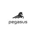 Horse Pegasus Unicorn Logo Design Vector