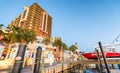 DESTIN, FL - FEBRUARY 13, 2016: Harborwalk Marina with tourists