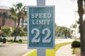 Destin, Florida- Carved road sign with Speed Limit 22 Royalty Free Stock Photo