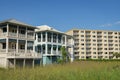 Destin, Florida- View of three-storey houses with view deck and apartment building with balconies Royalty Free Stock Photo