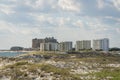 Destin, Florida- Views of multi-storey condos and large hotel building at the beach Royalty Free Stock Photo