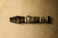 DESTINATION - close-up of grungy vintage typeset word on metal backdrop Royalty Free Stock Photo