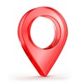 Destination 3d icon, Map pointer icon. GPS location symbol. 3d red glass pointer Royalty Free Stock Photo