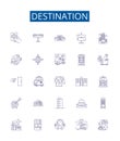 Destination line icons signs set. Design collection of Destination, Outcome, Aim, Wish, Goal, End, Terminus, Intention