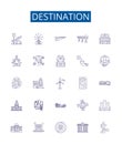 Destination line icons signs set. Design collection of Destination, Outcome, Aim, Wish, Goal, End, Terminus, Intention