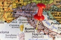 Destination map, Rome Italy, pinned map
