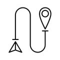 Destination, path, route icon. Single route tracking motion icon, simple line path searching