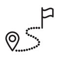 Destination, path, route, travel fully editable vector icon