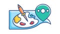 Destination Pin with Paint Palette for Creative Journey, vector design Generative AI Royalty Free Stock Photo
