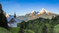 Destination scenery in Berchtesgaden with Maria Gern chapel and Watzmann mountain Royalty Free Stock Photo