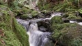 Blurred water cascading over moss covered rocks in the Black Forest, Germany Royalty Free Stock Photo