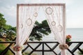 Destination wedding arch with sea view Royalty Free Stock Photo
