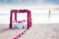 Destination wedding on a white sand beach Just married