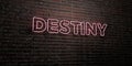 DESTINY -Realistic Neon Sign on Brick Wall background - 3D rendered royalty free stock image Royalty Free Stock Photo