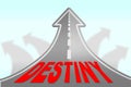Destiny word on a highway road going up Royalty Free Stock Photo