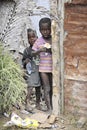 Destitute Kids Accepting Handout