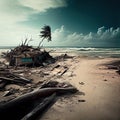 destroid beach after tsunami.