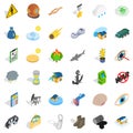 Destroy nature icons set, isometric style Royalty Free Stock Photo