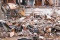 Destroyed the apartment building after the disaster. Royalty Free Stock Photo