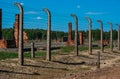 Destroyed barracks inside Auschwitz - Birkenau concentration camp Royalty Free Stock Photo