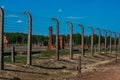 Destroyed barracks inside Auschwitz - Birkenau concentration camp