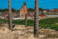 Destroyed barracks inside Auschwitz - Birkenau concentration camp