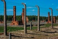 Destroyed barracks inside Auschwitz - Birkenau concentration camp