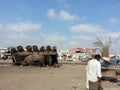 Destroyed battle tank in the recent war of Yemen