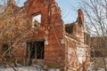 Destroyed brick building Royalty Free Stock Photo