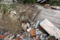 Destroyed bridge after flooding