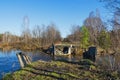 Destroyed bridge Royalty Free Stock Photo