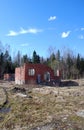 The destroyed building in the territory of the disbanded military unit Royalty Free Stock Photo