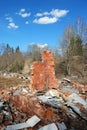 The destroyed building in the territory of the disbanded military unit Royalty Free Stock Photo