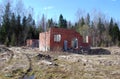 The destroyed building in the territory of the disbanded military unit Royalty Free Stock Photo