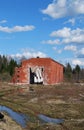 The destroyed building in the territory of the disbanded military unit Royalty Free Stock Photo