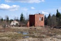 The destroyed building in the territory of the disbanded military unit Royalty Free Stock Photo