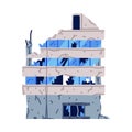 Destroyed Building after War or Earthquake Vector Illustration