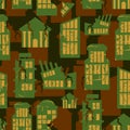 Destroyed Buildings seamless military pattern. city house khaki