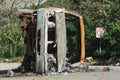 Destroyed and burned car Royalty Free Stock Photo