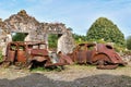 Destroyed cars during World War 2 in the city Oradour sur Glane France Royalty Free Stock Photo