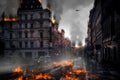 Destroyed city concept. Digital illustration Royalty Free Stock Photo