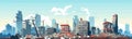 destroyed city demolished buildings vector flat isolated illustration Royalty Free Stock Photo