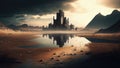 Destroyed city post- apocalypse landscape illustration. AI generated Royalty Free Stock Photo