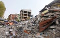 Destroyed city street after earthquake