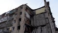 Consequences of war. Destroyed civil house in Bakhmut. War in Ukraine
