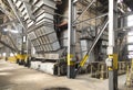 Destroyed coal-fired boiler with a heavy brickwork and a double mechanical grate