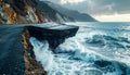 Destroyed Coastal Road Collapses into the Ocean Royalty Free Stock Photo