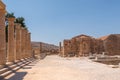 Destroyed columns of the ancient city of Lindos, Greece Royalty Free Stock Photo
